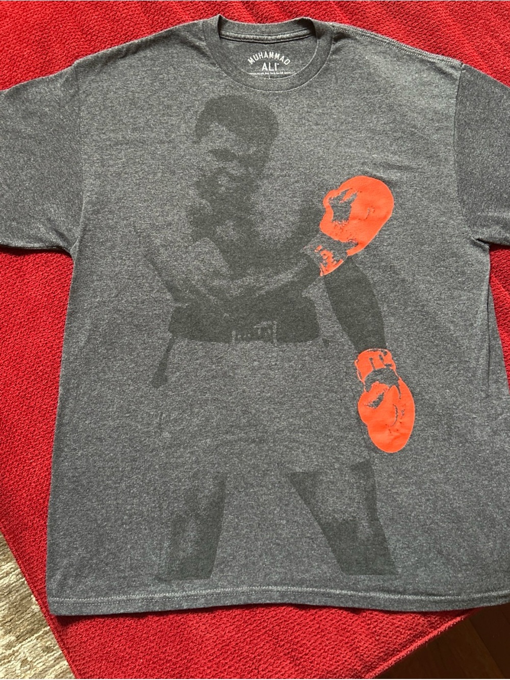 Muhammad Ali Short Sleeve Graphic Tee - Charcoal with Orange Gloves